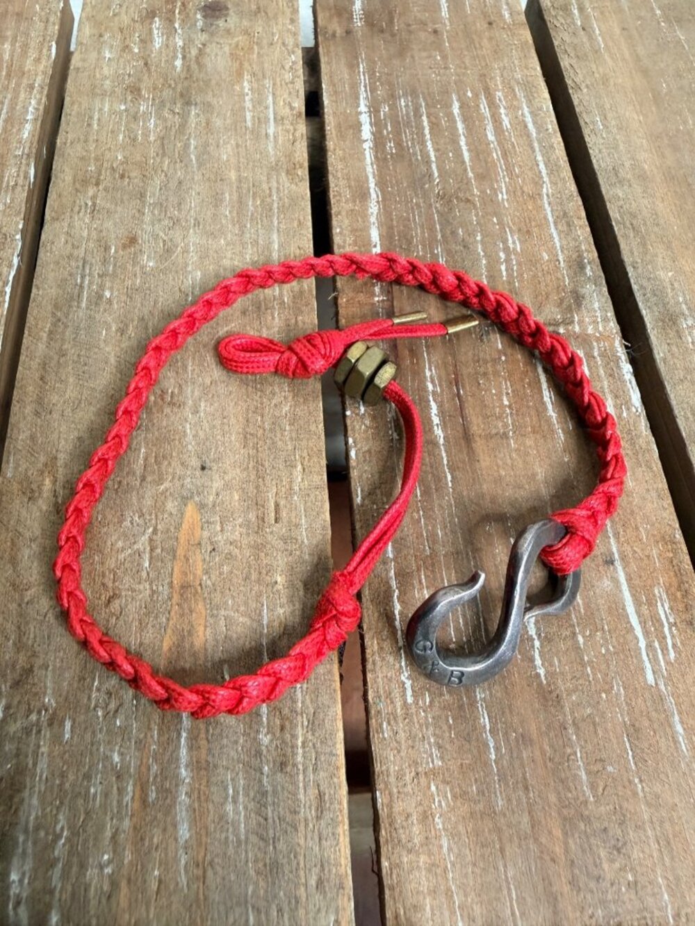 Giles & Brother G&B Red Braided Rope S-Hook Wrap Bracelet